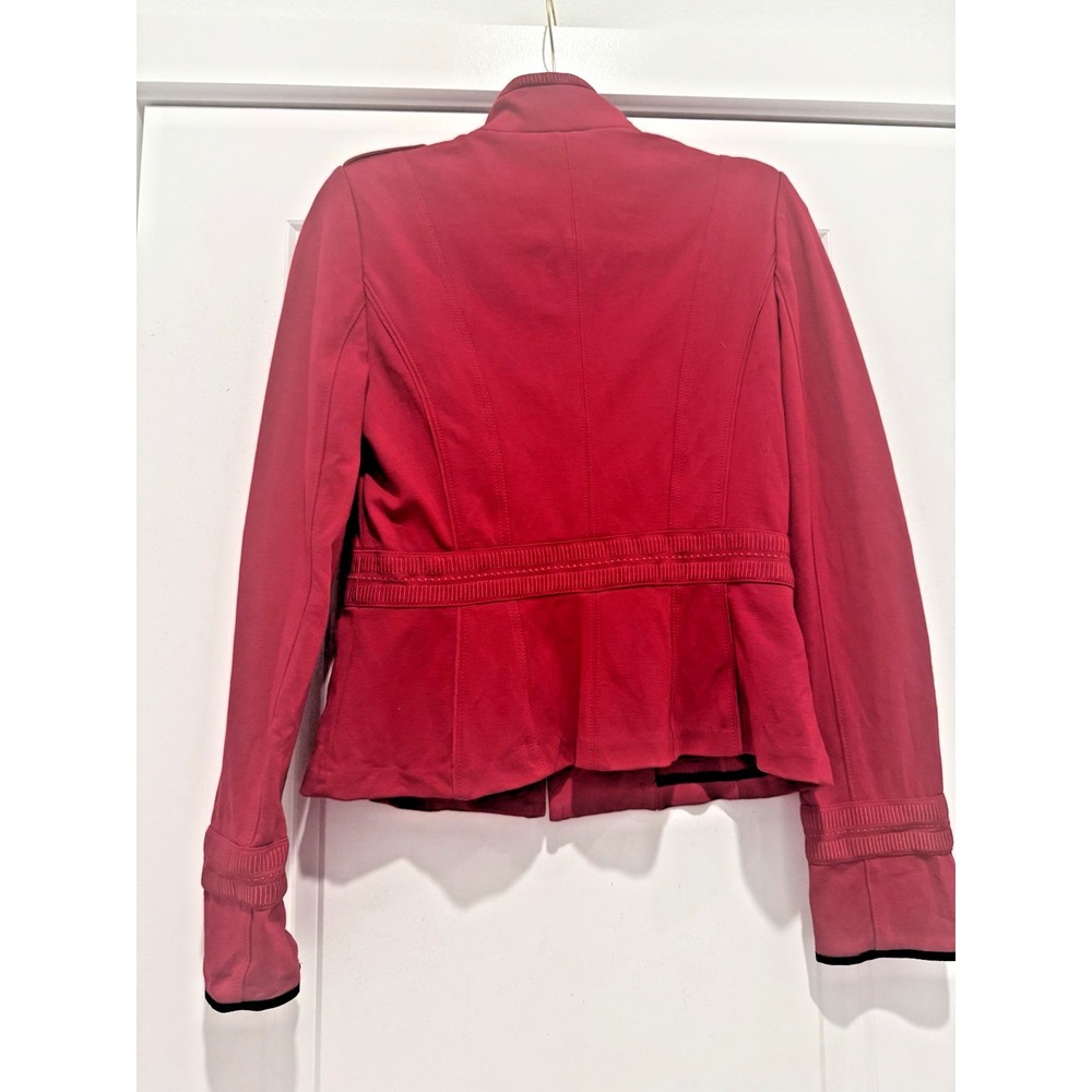 White House Black Market Military Style Blazer Sz 6 Long Sleeve Burgundy Stretch - Picture 5 of 14